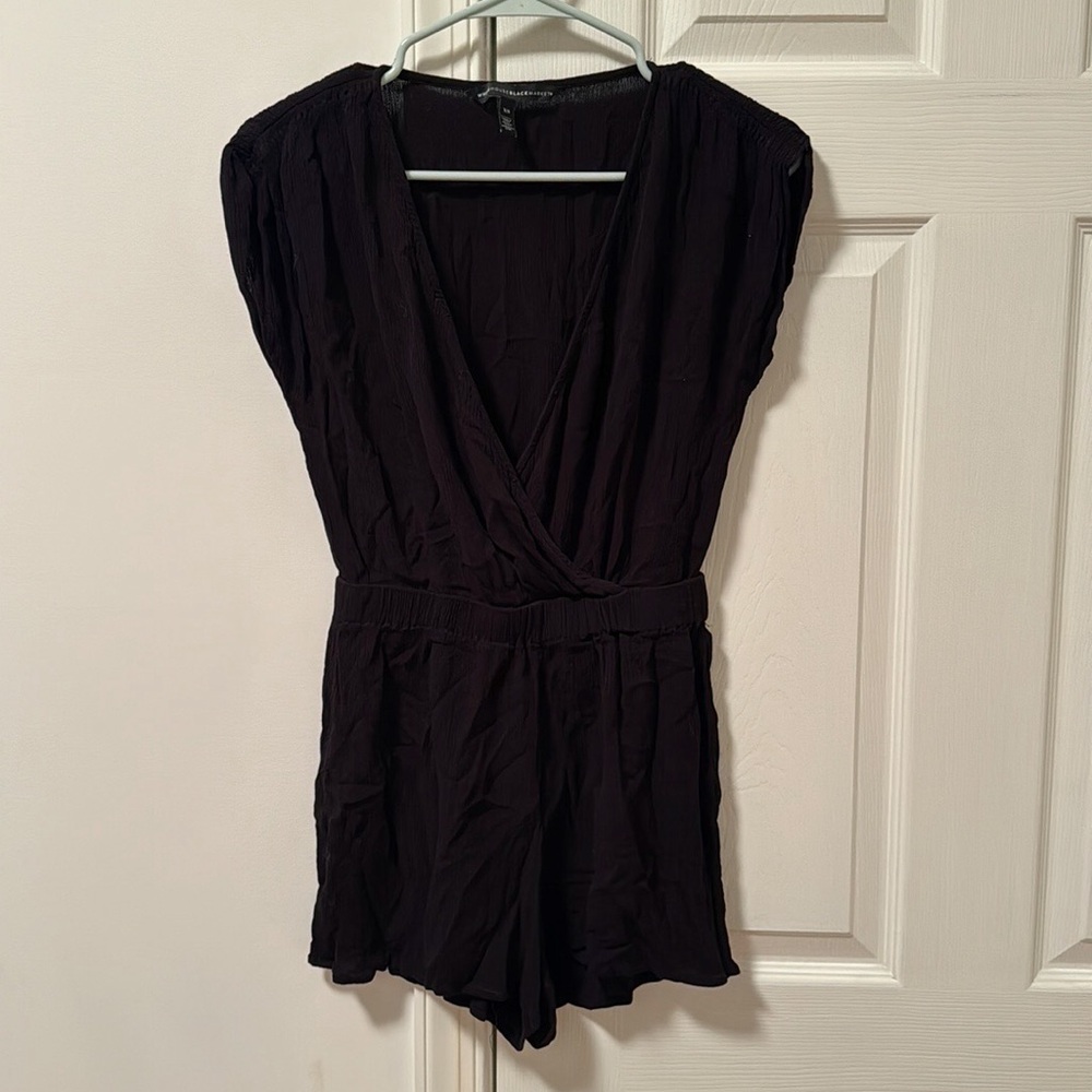 White House black market plunge neckline short sleeve romper